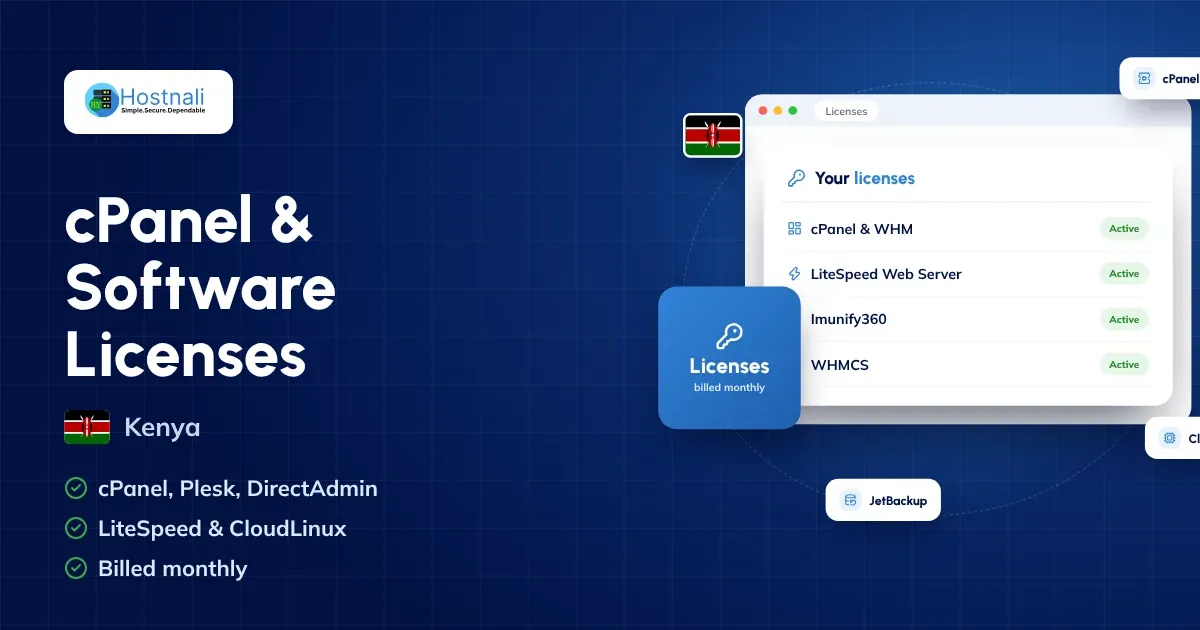 cPanel and software licenses in Kenya: cPanel, Plesk, DirectAdmin, LiteSpeed, CloudLinux, Imunify360 and WHMCS