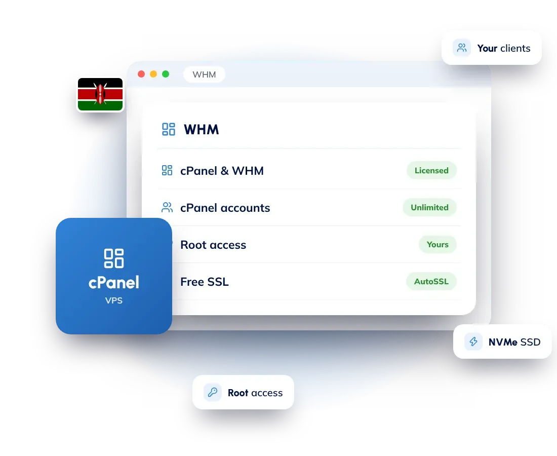 cPanel VPS hosting in Kenya: your own VPS with a cPanel/WHM license included