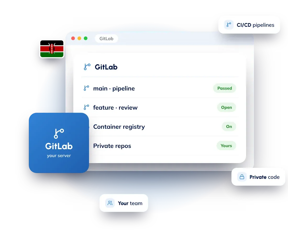 Self-hosted GitLab server hosting in Kenya: private Git repositories and CI/CD