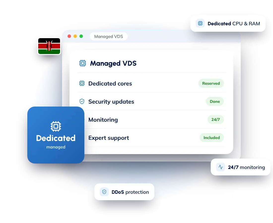 Managed dedicated servers in Kenya: dedicated CPU cores and RAM managed by Hostnali