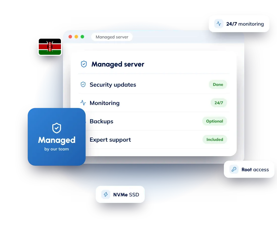 Managed VPS hosting in Kenya: a fast VPS with updates, security and monitoring handled by Hostnali