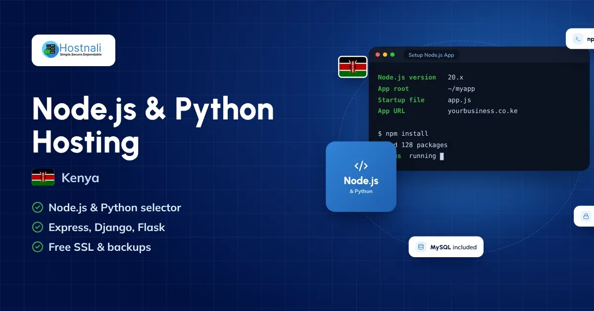 Node.js and Python hosting in Kenya: run Express, Django and Flask apps from cPanel