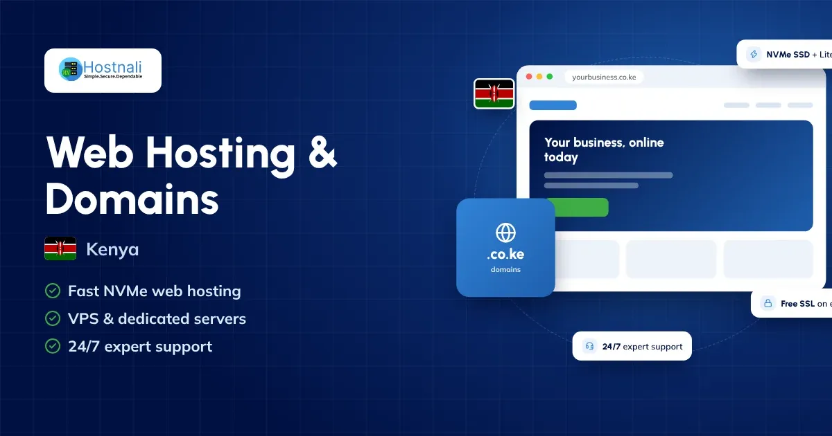 Hostnali, web hosting company in Kenya: NVMe web hosting, domain registration, VPS and business email with 24/7 support