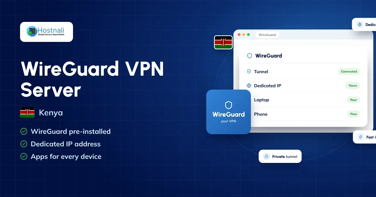 Your own WireGuard VPN server in Kenya with a dedicated IP address