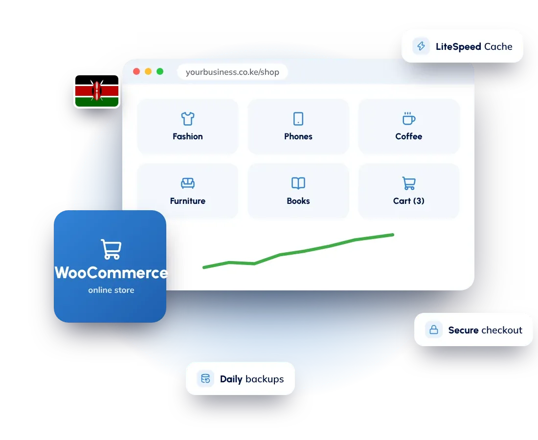 WooCommerce hosting in Kenya: a fast online store on LiteSpeed with free SSL and daily backups