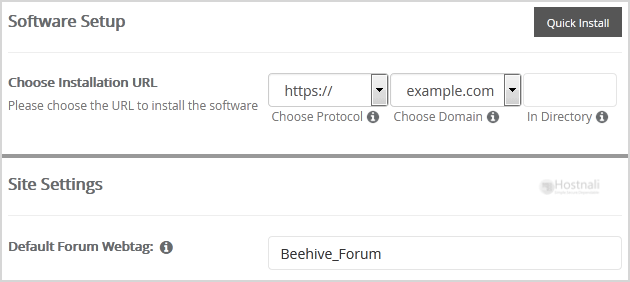 How to Install Beehive Forum via Softaculous in cPanel? - Beehive install screen