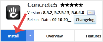 How to Install Concrete5 via Softaculous in cPanel? - Concrete5 install button