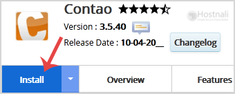 How to Install Contao via Softaculous in cPanel? - Contao install button