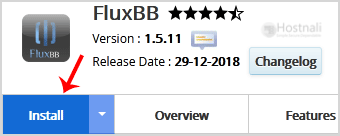 How to Install FluxBB Forum via Softaculous in cPanel? - FluxBB install button
