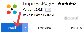 How to Install ImpressPages via Softaculous in cPanel? - ImpressPages install button