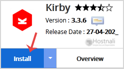 How to Install Kirby via Softaculous in cPanel? - Kirby install button
