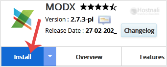How to Install MODx via Softaculous in cPanel? - MODX install button