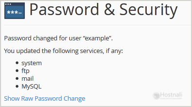 How to Reset my cPanel Account Password? - Password changed message