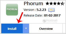 How to Install Phorum Forum via Softaculous in cPanel? - Phorum install button