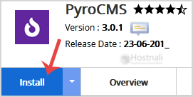 How to Install PyroCMS via Softaculous in cPanel? - PyroCMS install button