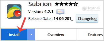 How to Install Subrion via Softaculous in cPanel? - Subrion install button