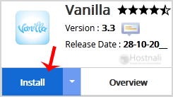 How to Install Vanilla Forum via Softaculous in cPanel? - Vanilla install button