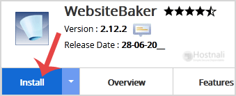 How to Install Website Baker via Softaculous in cPanel? - WebsiteBaker install button