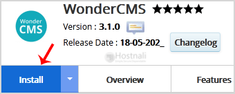 How to Install WonderCMS via Softaculous in cPanel? - WonderCMS install button