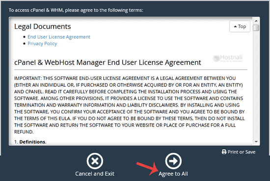 How to install cPanel? - cp whm agreement accept