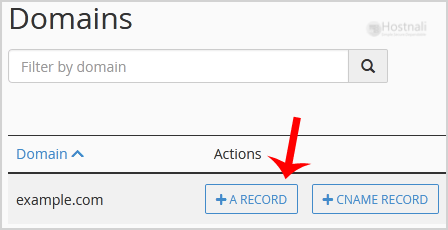 How to add A Record in cPanel using DNS Zone Editor? - cpanel a record domains list