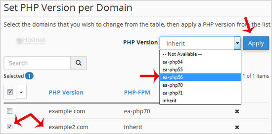 How to Set the PHP Version per Domain, Using cPanel? - cpanel multiphp select second domain
