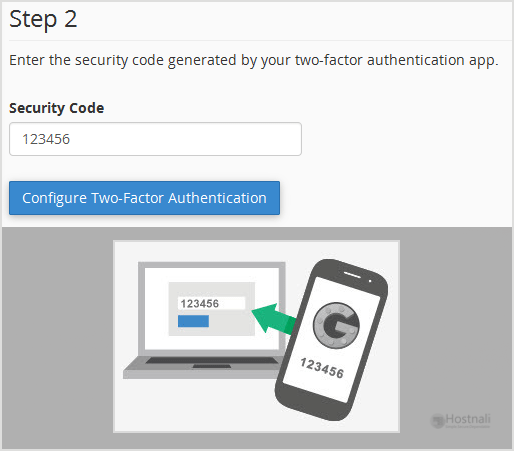 How to Enable the Two-Factor Authentication on Your cPanel Account? - cpanel two factor authentication step2
