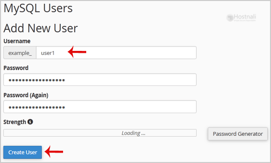 How to Create a Database Username in cPanel? - createdb user