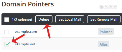 How to remove the alias domain in DirectAdmin? - da domainpointer delete alias