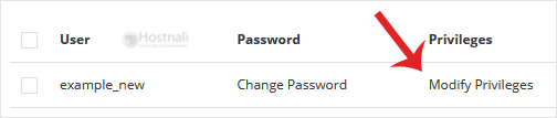 How to modify database user privileges in DirectAdmin? - da modifypriv mysql