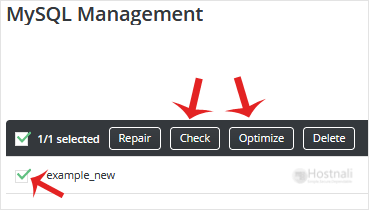 How to examine or optimize a database in DirectAdmin? - da mysql checkopt