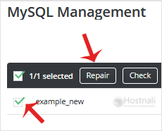 How to repair a database in DirectAdmin? - da mysql db repair