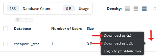 How to download your database from DirectAdmin? - da mysql db saveas