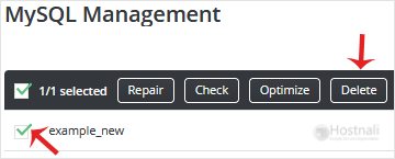 How to delete your database in DirectAdmin? - da mysql deletedb