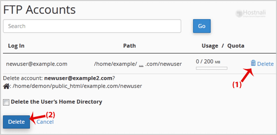 How to Delete an FTP User account from cPanel? - delete ftp account