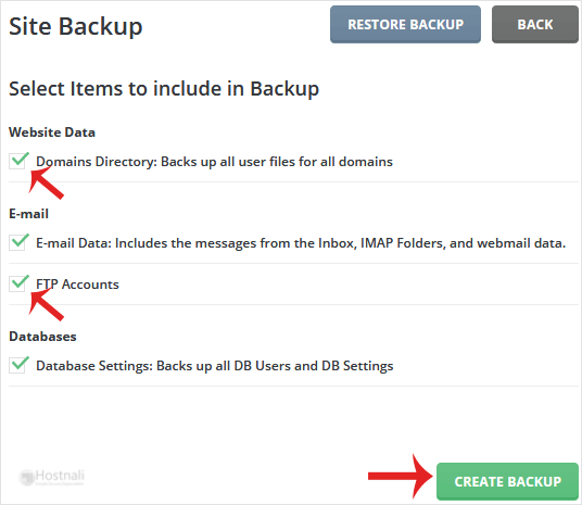 How to generate and download a full backup of your DirectAdmin Account? - directadmin select item to backup