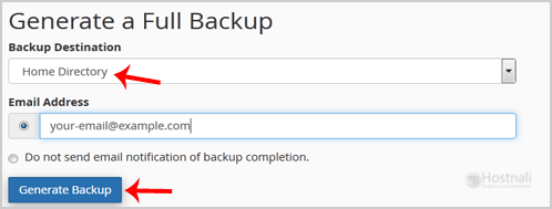 How to generate and download a full backup of your cPanel Account? - generate backup config