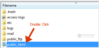 How to upload the Index file to your site using FileZilla? - open directory by double click