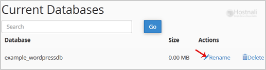 How to rename a database in cPanel? - rename db