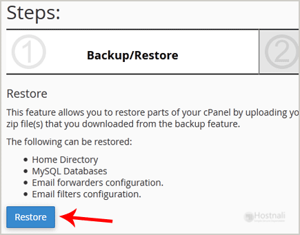 Restore cPanel Backup? - restore option