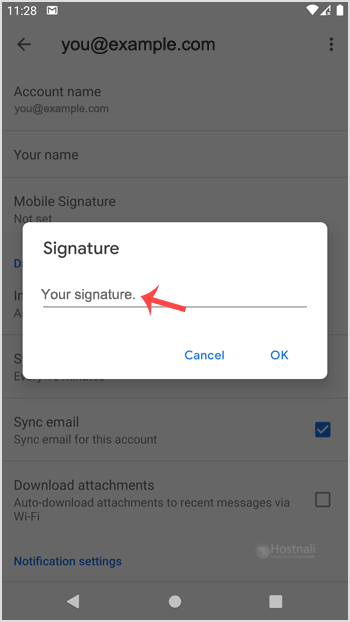 How to set a custom email signature in an Android mobile? - signature customize cpanel android