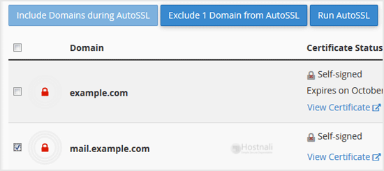 How to Include or Exclude a Domain from AutoSSL in cPanel? - ssl tls status exclude autossl