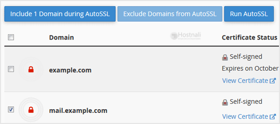 How to Include or Exclude a Domain from AutoSSL in cPanel? - ssl tls status include autossl