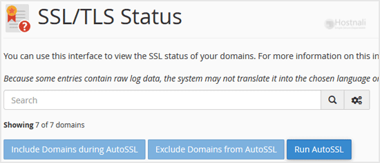 How to run AutoSSL on your Domains to install an SSL via cPanel? - ssl tls status runauto ssl