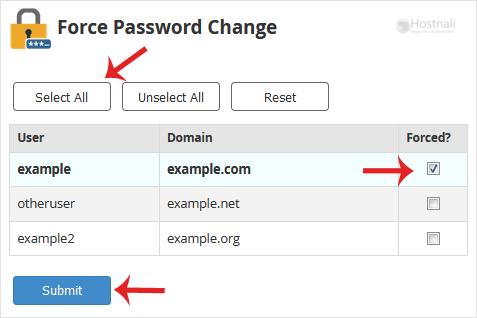 How to force cPanel users to change their passwords using WHM? - whm forcepassword change select reseller