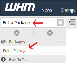 How to Edit a hosting package in WHM? - whm reseller edit package pmkb