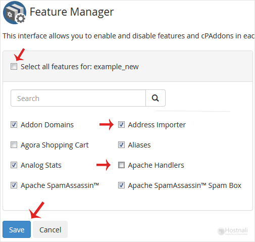 How to create a Feature list in WHM? - whm reseller feature manager select