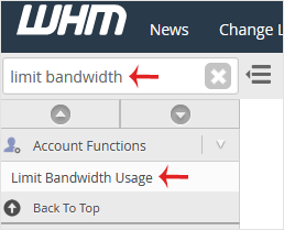 How to Limit Bandwidth Usage of cPanel user from WHM? - whm reseller limit bandwidth sidebar