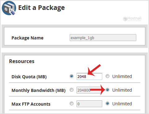 How to Edit a hosting package in WHM? - whm reseller modify save package