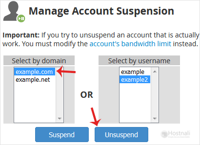 How to Unsuspend cPanel user from WHM Account? - whm reseller unsuspend account